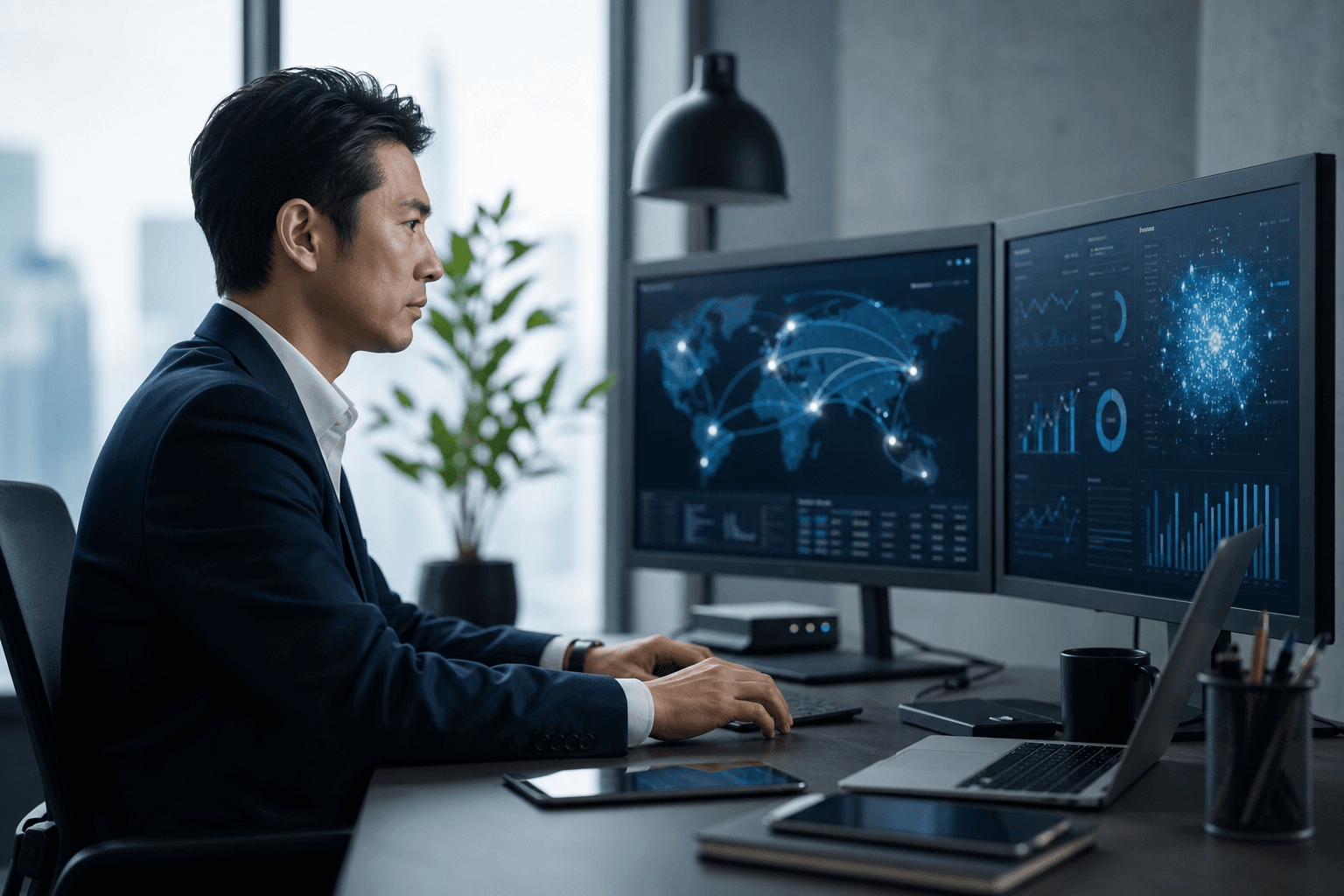 通信とデータを俯瞰して支援する担当者